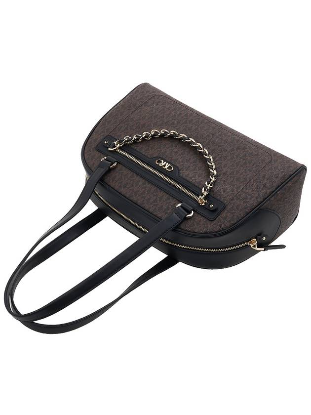 Logo Print Chain Shoulder Bag Black Brown - MICHAEL KORS - BALAAN 5