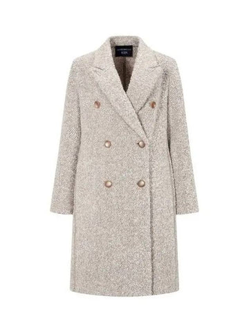 Women s Herringbone Boucle Double Coat Beige 271463 - EMPORIO ARMANI - BALAAN 1