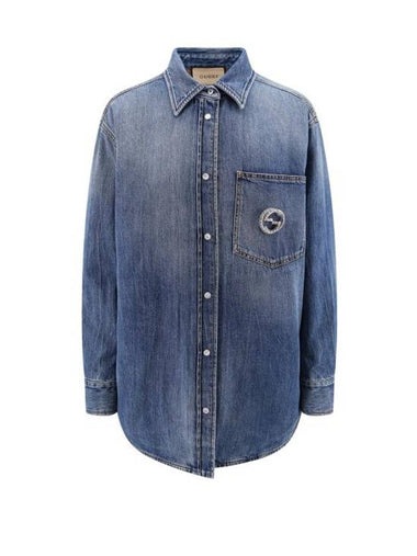 Washed Organic Denim Shirt Blue - GUCCI - BALAAN 1