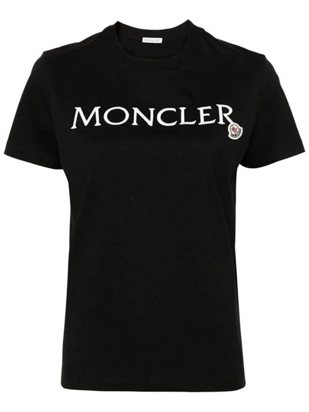 Moncler Women s Chest Logo Short Sleeve T Shirt Black 8C00006 829HP 999 - MONCLER - BALAAN 2