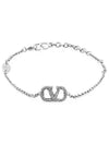 V Logo Crystal Bracelet Silver - VALENTINO - BALAAN 1