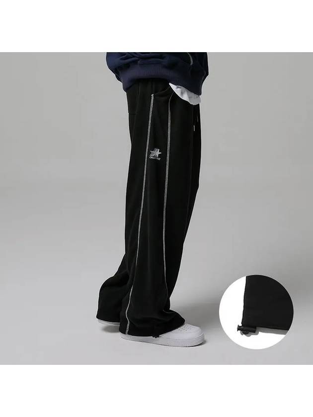 Brushed Optional Stitch Wide Track Pants Black - CRUMP - BALAAN 1