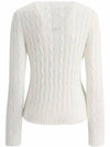 Embroidered Logo Pony Cable Knit Top White - POLO RALPH LAUREN - BALAAN 3