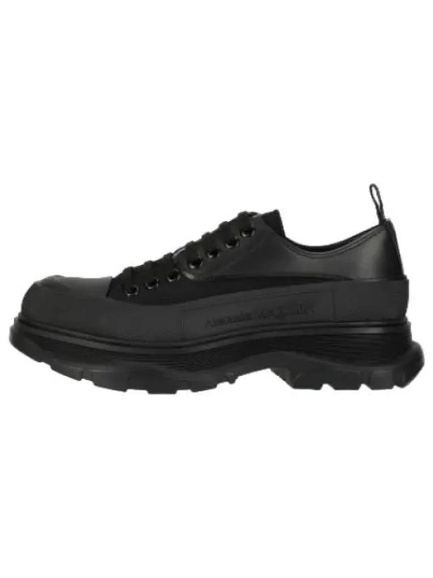 Leather Fabric Tread Slick Sneakers Black - ALEXANDER MCQUEEN - BALAAN 1