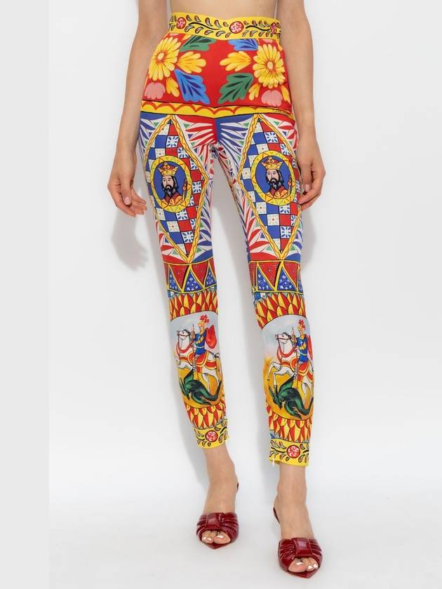 Dolce & Gabbana Silk Trousers With Carretto Pattern, Women's, Multicolour - DOLCE&GABBANA - BALAAN 3