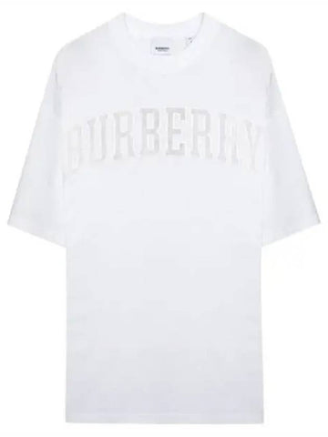 Lace Logo Cotton Oversized T Shirt Women s Short Sleeve Tee - BURBERRY - BALAAN 1