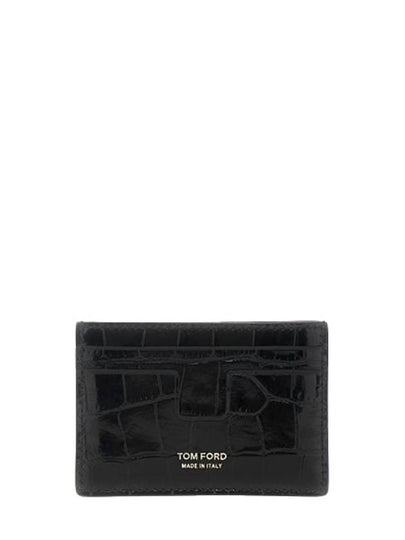 Logo Leather Card Wallet Black - TOM FORD - BALAAN 2