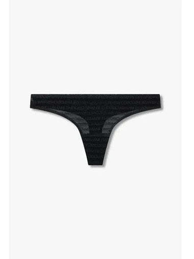 UNDERWEAR Women s Embroidered Logo Pattern Mesh Thong Black - EMPORIO ARMANI - BALAAN 1