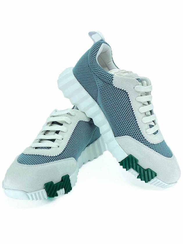 Bouncing Mesh Low Top Sneakers Vert Deau Blanc - HERMES - BALAAN 3