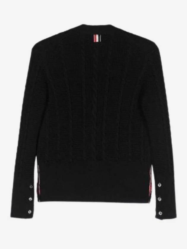 Cable Knitwear Virgin Wool Cardigan Navy - THOM BROWNE - BALAAN 5