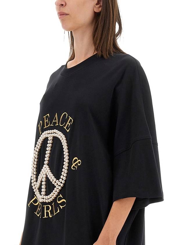 PEACE & PEARLS COTTON INTERLOCK DRESS - MOSCHINO - BALAAN 4