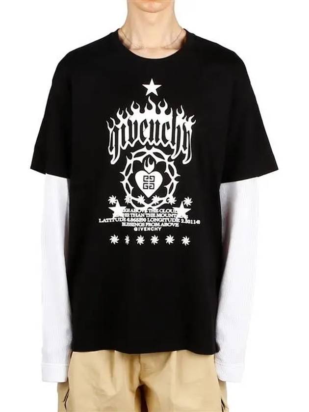 Layered Effect Logo Cotton Long Sleeve T-Shirt Black - GIVENCHY - BALAAN 2