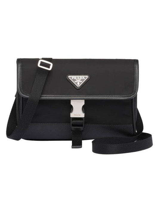 Re-Nylon Saffiano Leather Smartphone Case Cross Bag Black - PRADA - BALAAN 1