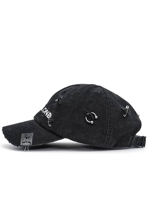 BBD Ripped Piercing Custom Denim Cap Black - BLACKBLOND - BALAAN 3