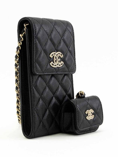 Classic phone holder AirPods case chain mini bag gold plated black AP2742 - CHANEL - BALAAN 2