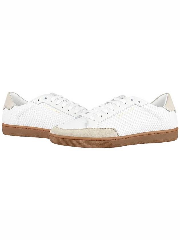 Court Classic Perforated Beige Tab Low Top Sneakers White - SAINT LAURENT - BALAAN 3