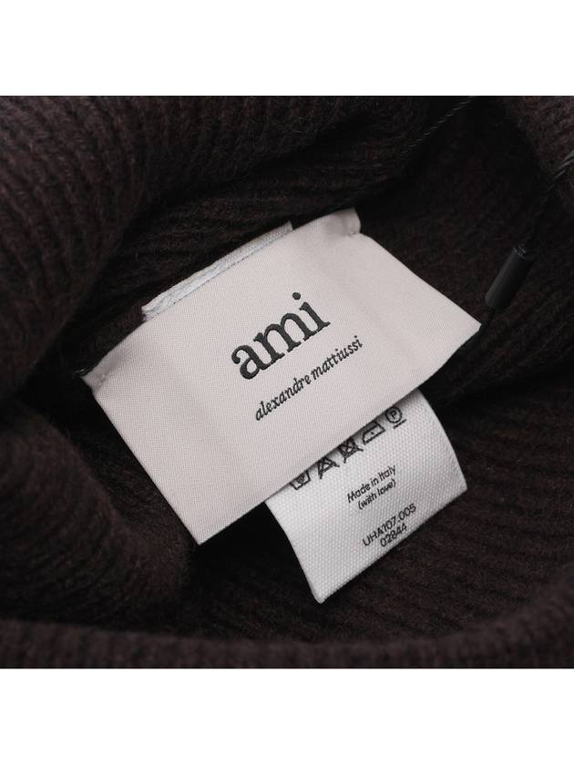 De Coeur Ribbed Knit Beanie Brown - AMI - BALAAN 7