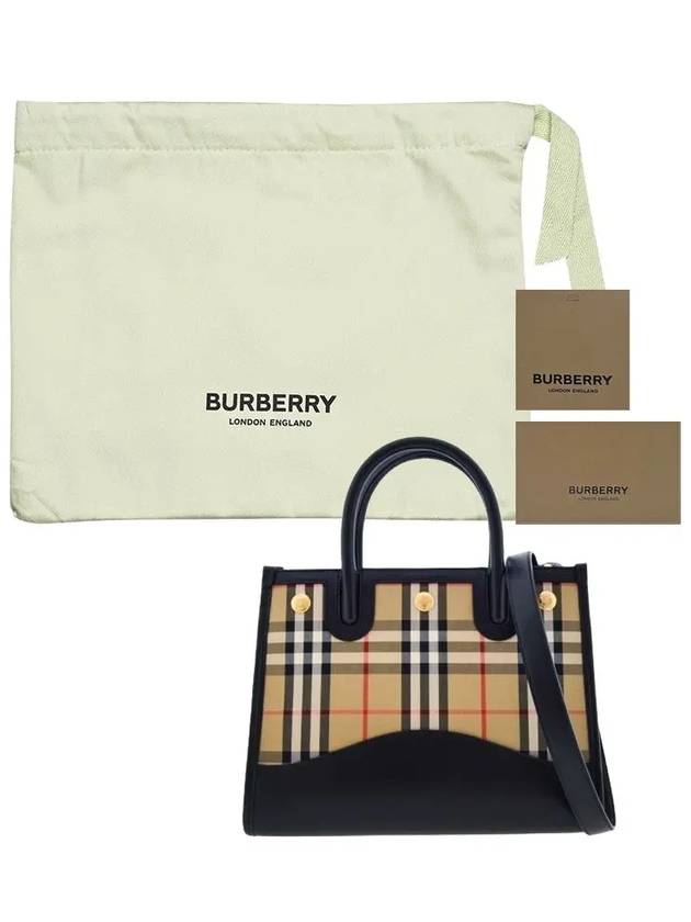 Baby Title Plaid Strap Tote Bag Beige Black - BURBERRY - BALAAN 9