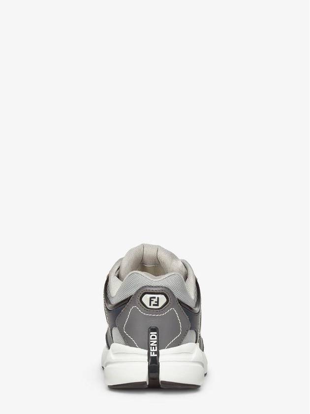 Forward Mesh Leather Low Top Sneakers Grey - FENDI - BALAAN 4