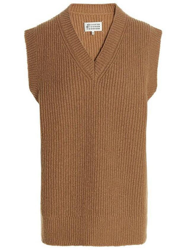 Women's V-neck Vest Beige - MAISON MARGIELA - BALAAN 1