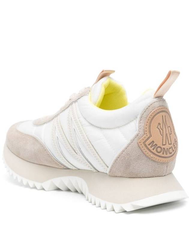 Women's Pacey Nylon Suede Leather Low Top Sneakers White Beige - MONCLER - BALAAN 4