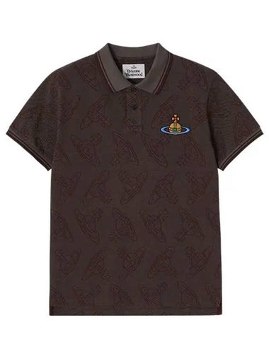 Classic All Over Logo Short Sleeve Cotton Polo Shirt Brown - VIVIENNE WESTWOOD - BALAAN 1