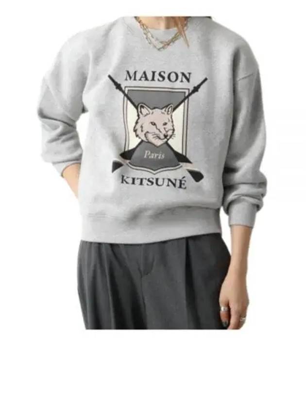 College Fox Print Sweatshirt Light Grey Melange - MAISON KITSUNE - BALAAN 2