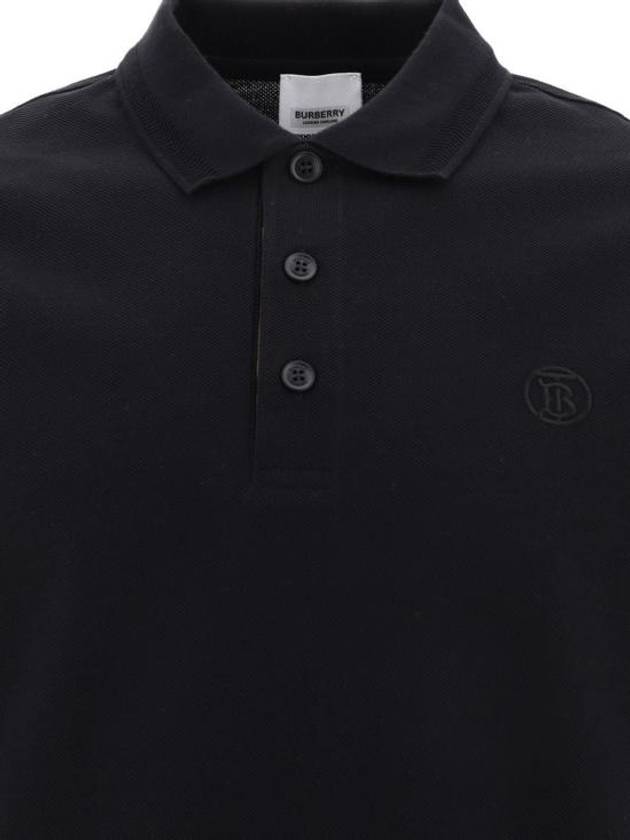 Men's Embroidered Logo Cotton Polo Shirt Black - BURBERRY - BALAAN 4