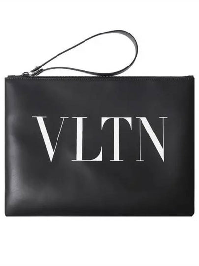 VLTN Logo Garavani Zipper Clutch Bag Black - VALENTINO - BALAAN 2