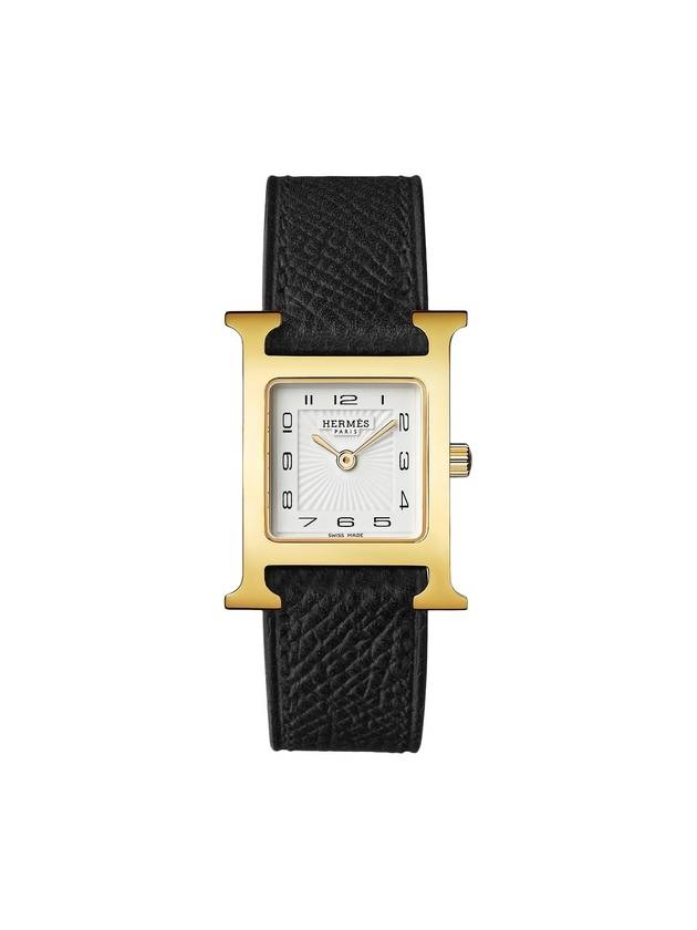 H Small Leather Watch Gold Noir - HERMES - BALAAN 1