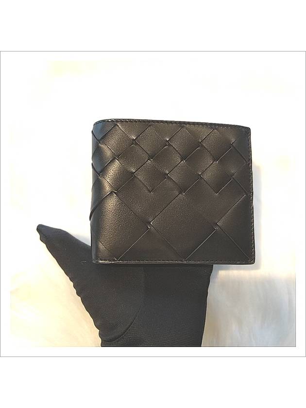 Intrecciato Leather Bi Fold Half Wallet Black - BOTTEGA VENETA - BALAAN 6