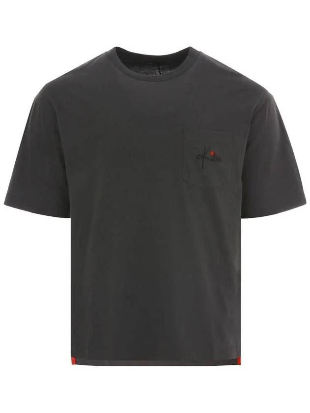 23FW UMK0303 ANTHRACITE Pocket Logo Embroidered Charcoal Short Sleeve Tee - KITON - BALAAN 1