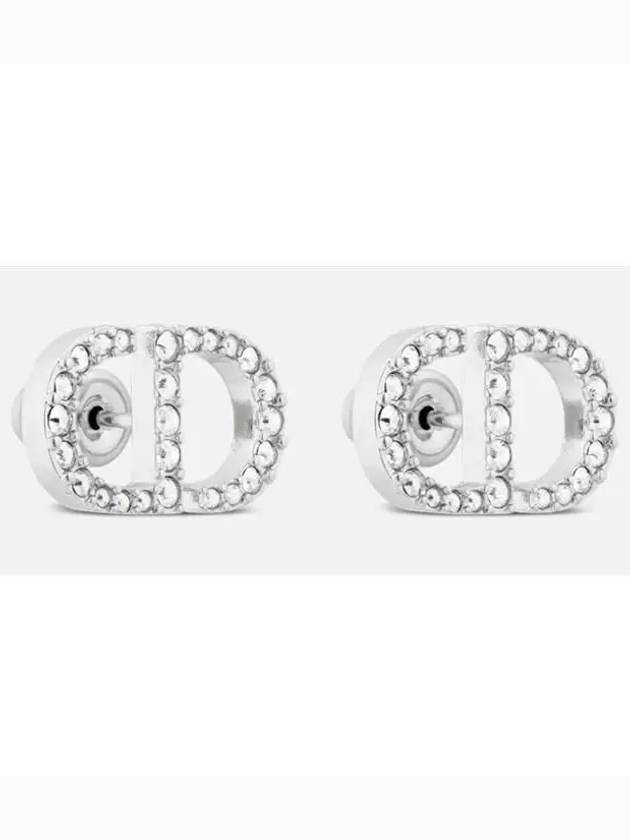 Petit CD Stud Crystal Earrings Silver - DIOR - BALAAN 3