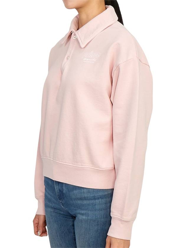 Print Cotton Long Sleeve Polo Shirt Baby Pink - SPORTY & RICH - BALAAN 3