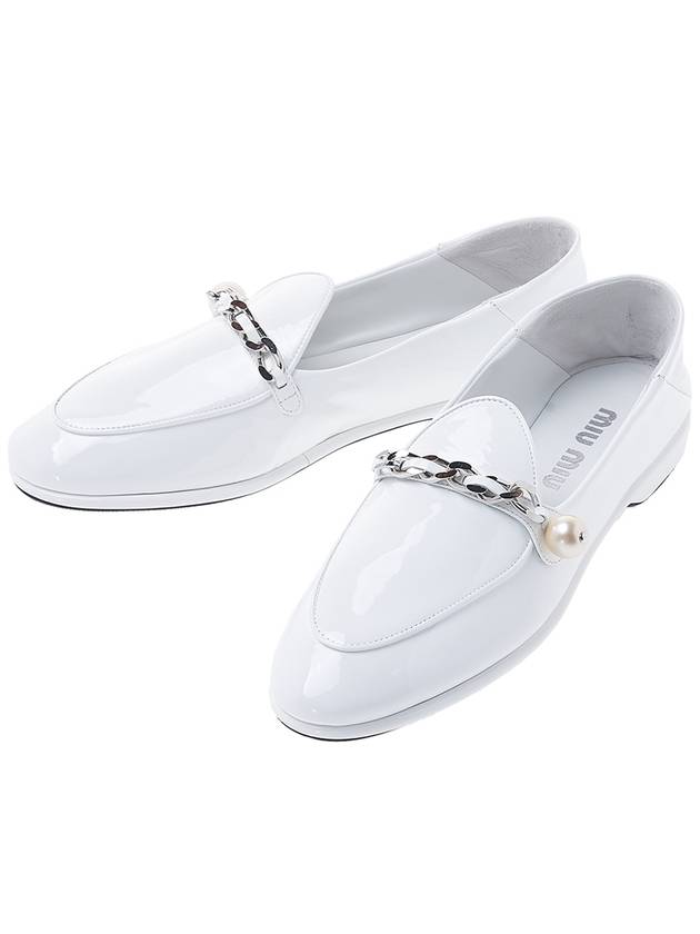 Patent Leather Loafers White - MIU MIU - BALAAN.