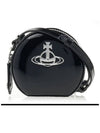 Silver Logo Shiny Mini Round Cross Bag Black - VIVIENNE WESTWOOD - BALAAN 3