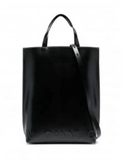 Banner Logo Embossed Tote Bag Black - GANNI - BALAAN 2