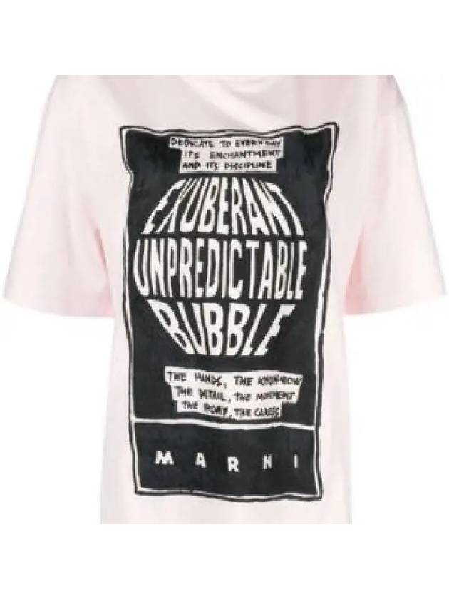 Women's Slogan Print Short Sleeve T-Shirt Light Pink - MARNI - BALAAN 2