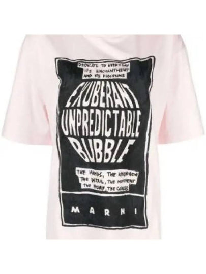 Women's Slogan Print Short Sleeve T-Shirt Light Pink - MARNI - BALAAN 2