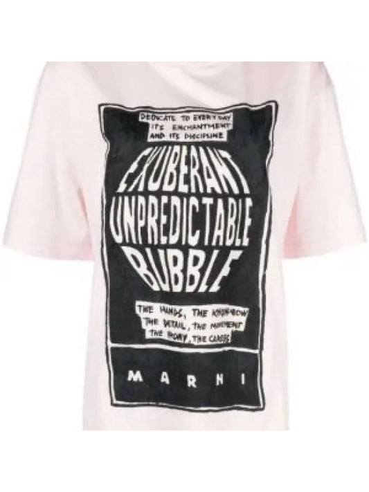 Women's Slogan Print Short Sleeve T-Shirt Light Pink THJET49P3XUSCV68BUC09 - MARNI - BALAAN 2