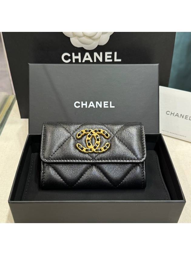 Wallet New Logo CC Lambskin Nineteen 19 Black - CHANEL - BALAAN 1