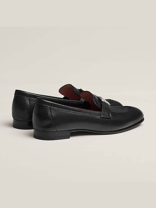 Paris Loafers Goatskin Palladium Noir - HERMES - BALAAN.