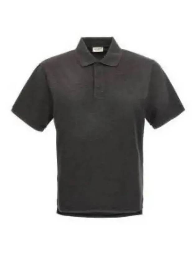 Cassandre Cotton Polo Shirt Grey - SAINT LAURENT - BALAAN 2