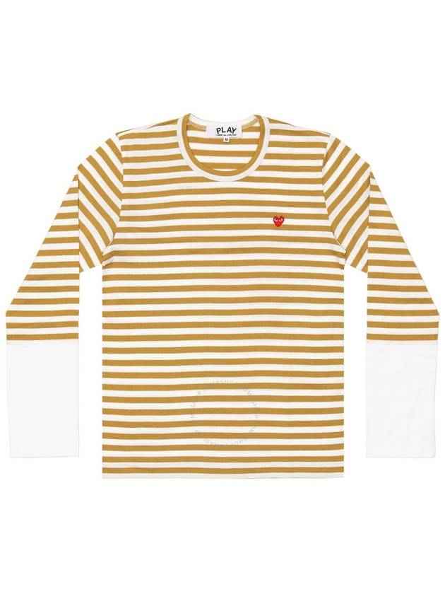 Cdg Play Horizontal-Stripe Heart Emblem  Long-Sleeve T-Shirt, Size Medium - COMME DES GARCONS PLAY - BALAAN 1