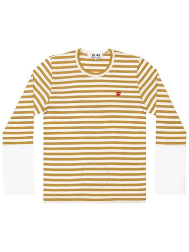 Cdg Play Horizontal-Stripe Heart Emblem  Long-Sleeve T-Shirt, Size Medium - COMME DES GARCONS PLAY - BALAAN 1