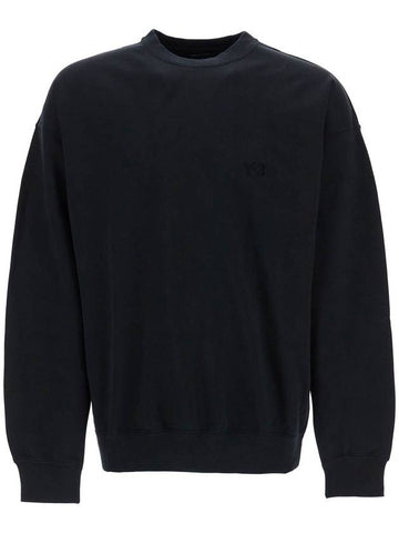 black cotton crewneck sweatshirt with tone-on-tone logo - Y-3 - BALAAN 1