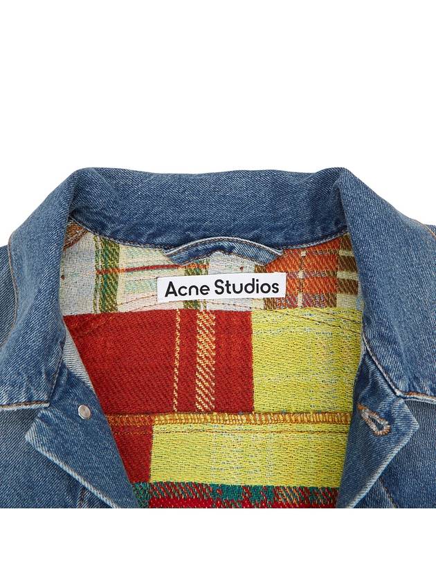 Tartan Patchwork Denim Vest Blue - ACNE STUDIOS - BALAAN 11