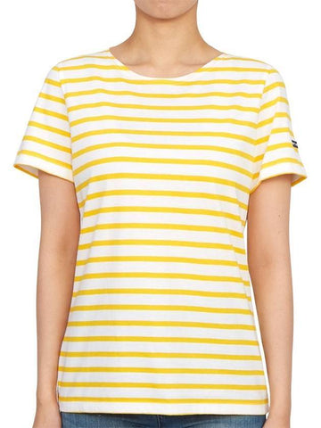 Etrille Striped Short Sleeve T-Shirt White Yellow - SAINT JAMES - BALAAN 1