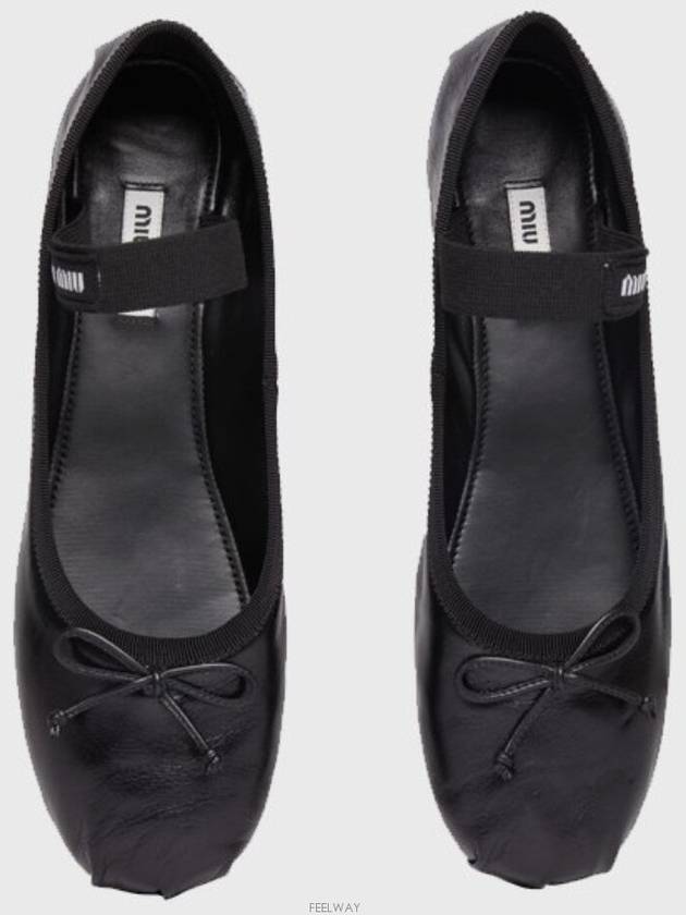 Women's Logo Leather Ballerinas Black - MIU MIU - BALAAN 4