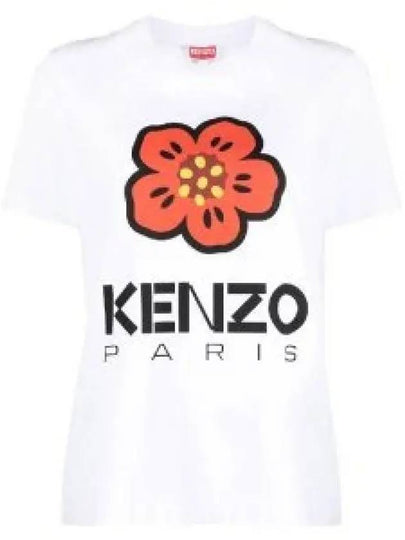 Women's Boke Flower Loose Fit Cotton Short Sleeve T-Shirt White - KENZO - BALAAN 2